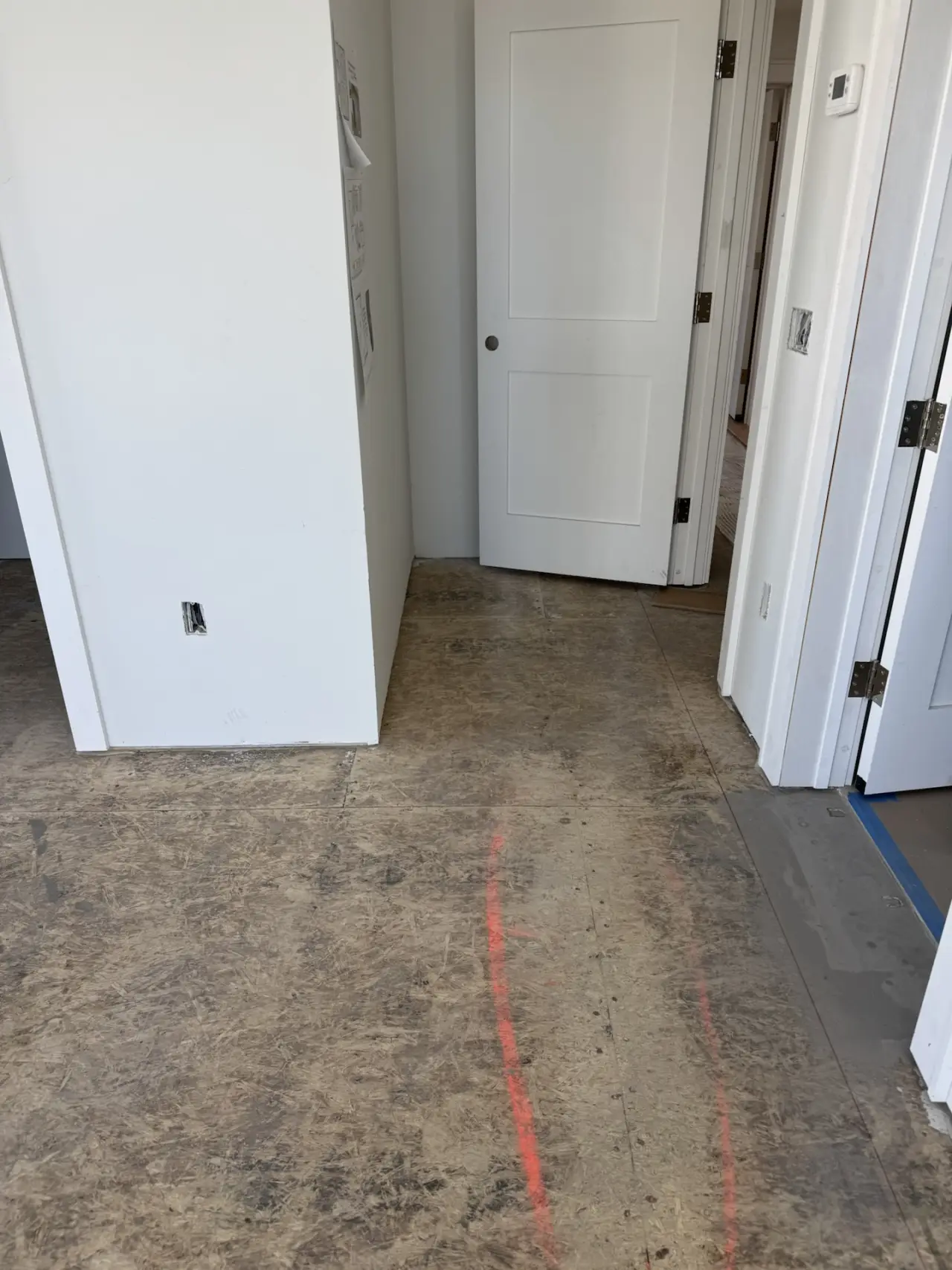 Before: Hallway · layout marks to finished floor