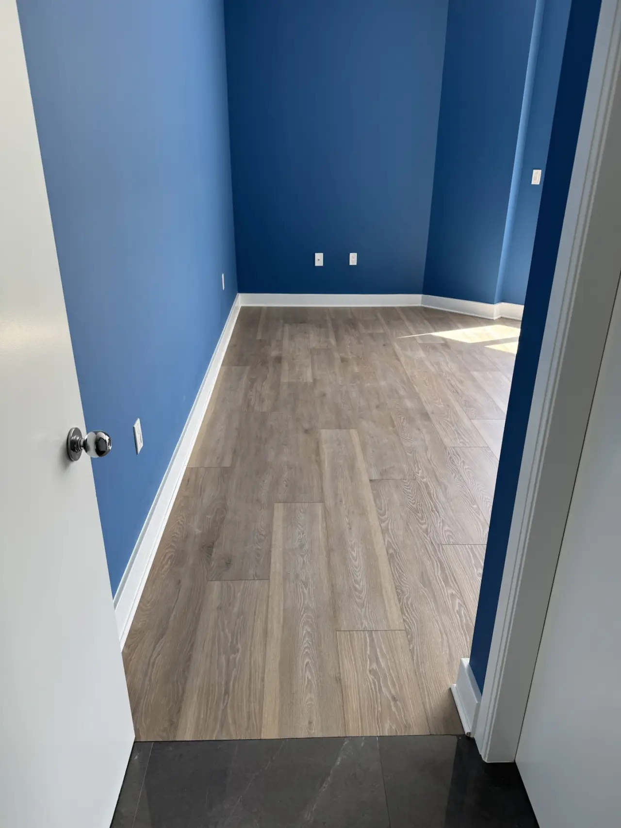 After: Bedroom door · same angle, before and after
