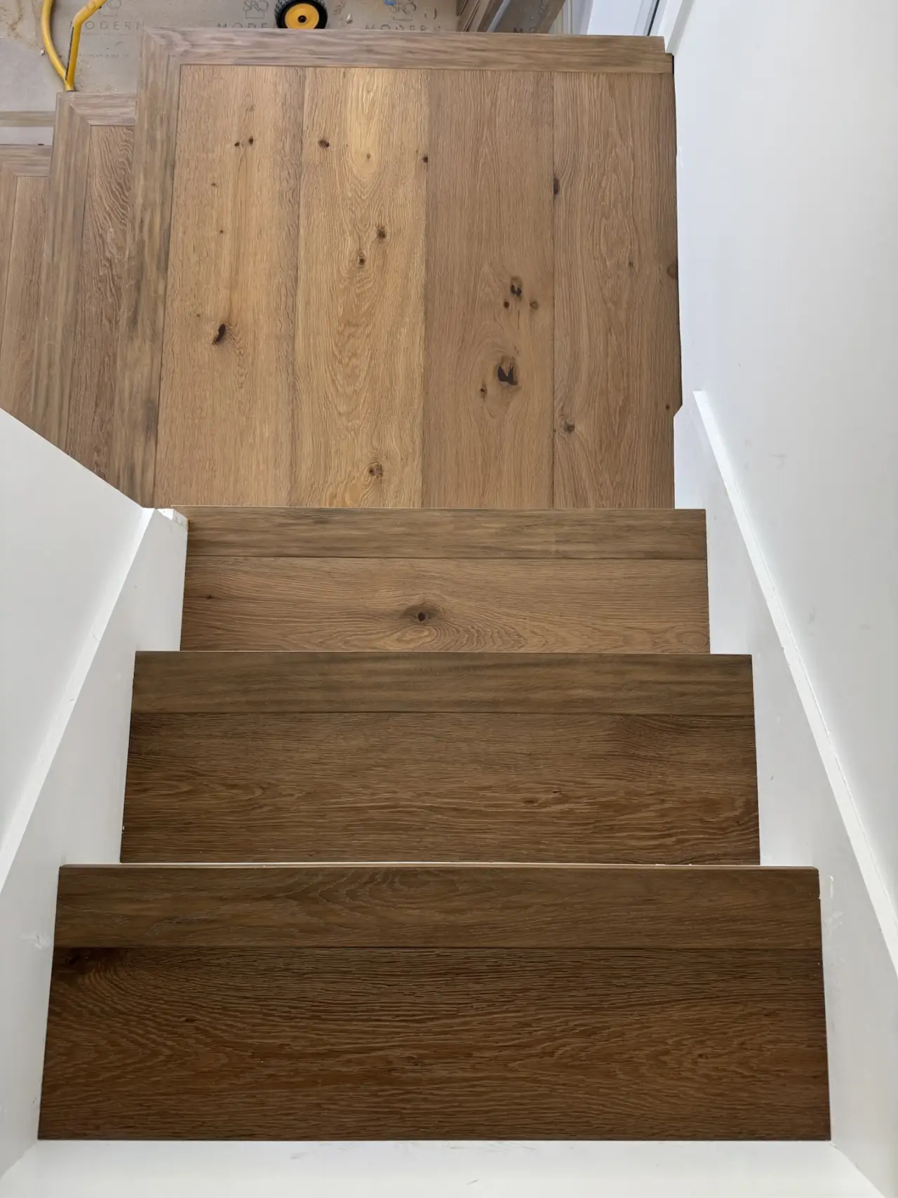 Details · Each tread cut to its own step, with a matching oak nosing.