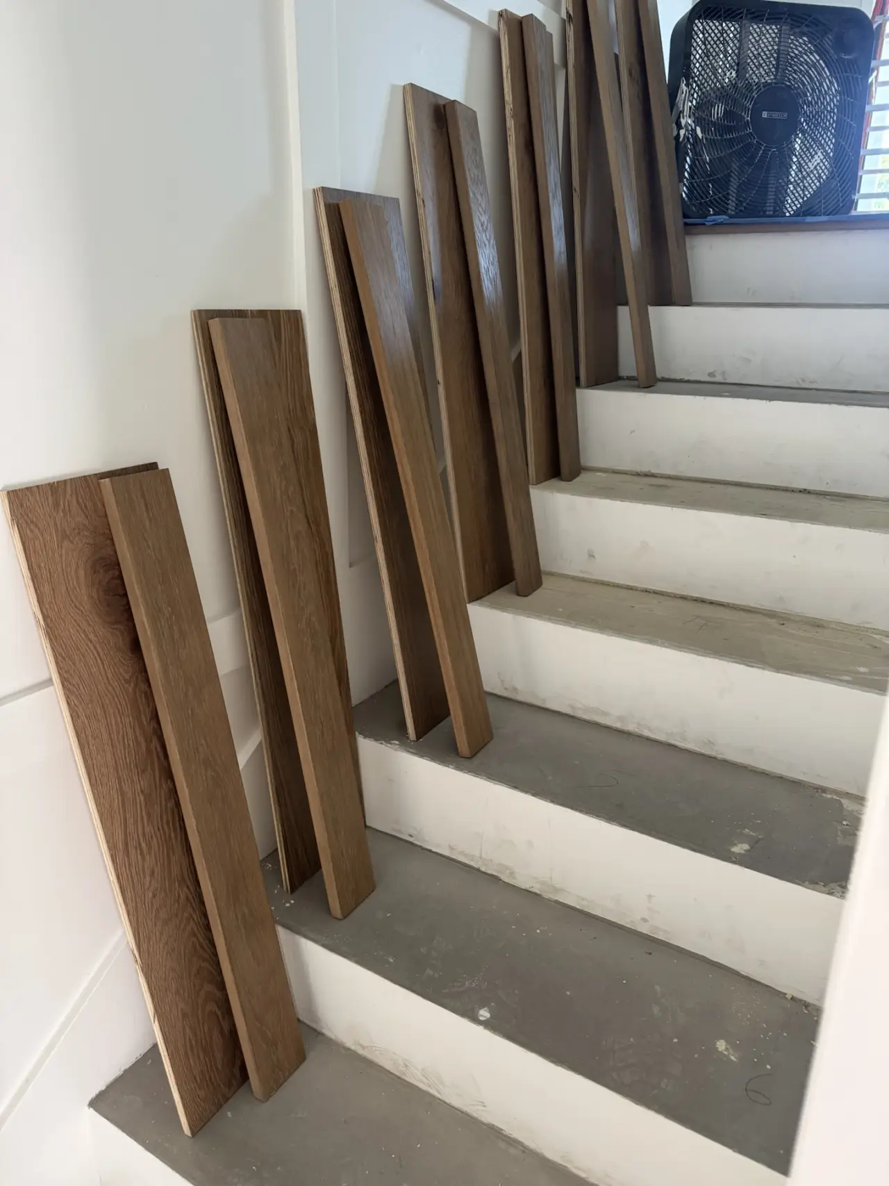 Prep · Flooring delivered and left to acclimate on site before installation.