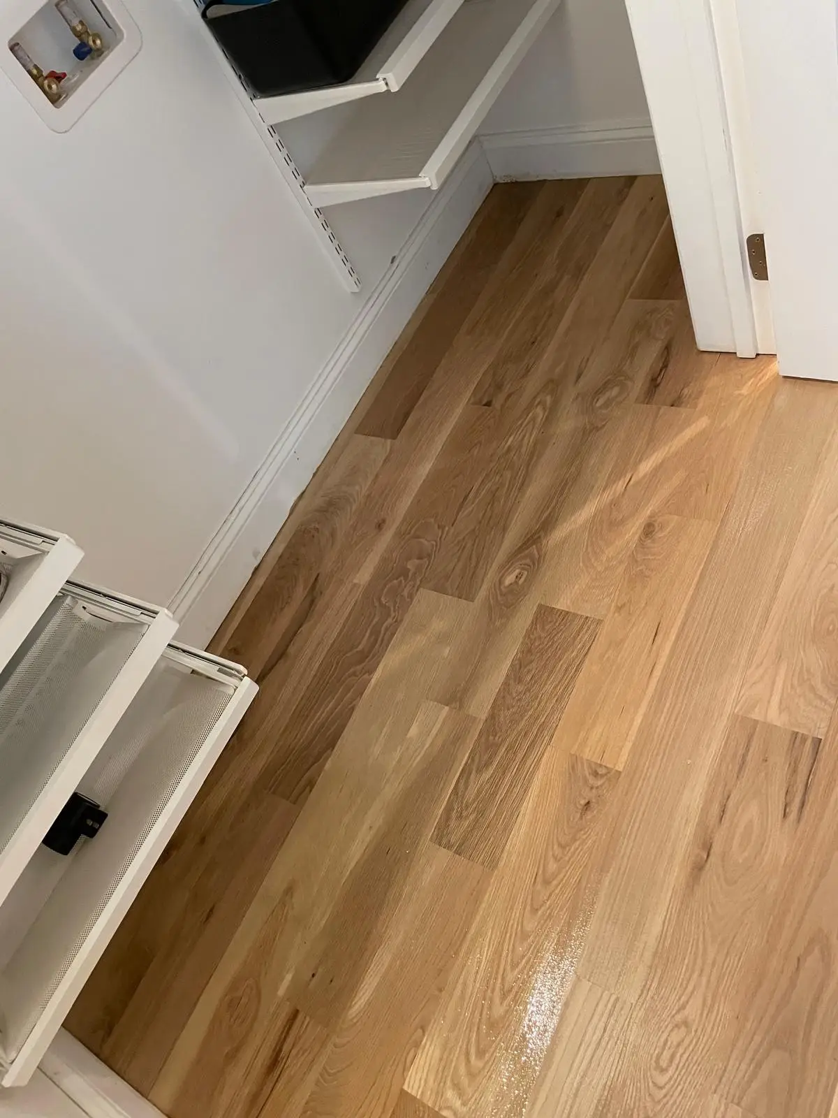 Finish · The whole floor sanded and stained as one.